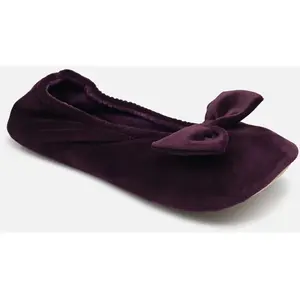 Isotoner - Chaussons ballerines Femme Noeud Aubergine pas cher