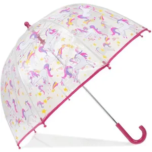 Isotoner - Parapluie Enfant transparent PVC/Licorne étoile pas cher