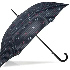 Isotoner - Parapluie Canne Auto Rayure Noeud Bleu pas cher