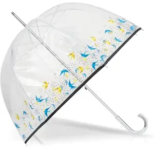 Isotoner - Parapluie cloche transparent PVC/Hirondelles pas cher