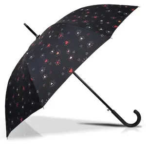 Isotoner - Parapluie Canne Auto Coeur Rouge