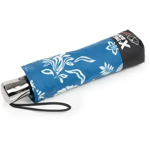 Isotoner - Parapluie X-TRA SOLIDE ALPHA 28 cm Fleur Coquillage Bleu pas cher