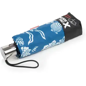 Isotoner - Parapluie X-TRA SOLIDE ALPHA 23 cm Fleur Coquillage Bleu