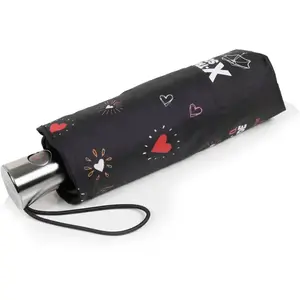 Isotoner - Parapluie X-TRA SOLIDE ALPHA 23 cm Coeur Rouge pas cher