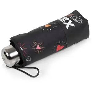Isotoner - Parapluie X-TRA SOLIDE ALPHA 17,5 cm Coeur Rouge pas cher