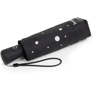Isotoner - Parapluie Mini Auto Pois Noir/Jaune