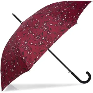 Isotoner - Parapluie Canne Auto Bandana Bordeaux pas cher