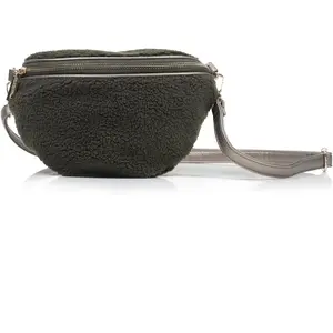Isotoner - Sac banane sherpa Femme Kaki pas cher