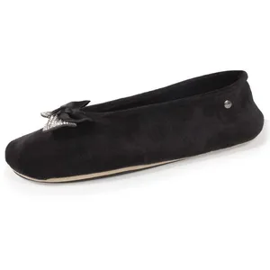 Isotoner - Chaussons ballerines Femme Noeud Bijou Noir pas cher
