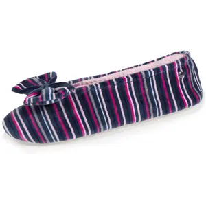 Isotoner - Chaussons ballerines Femme Rayures Bleues pas cher
