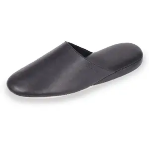 Isotoner Isotoner Homme Chaussons Mules Cuir 96607 Noir - 46 pas cher