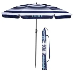 Isotoner Parasol de plage anti uv upf50+ rayure mixte marine pas cher