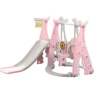 T&T ConfoMaison 3 en 1 Toboggan Enfant avec Balançoire Aire de jeu Int... pas cher
