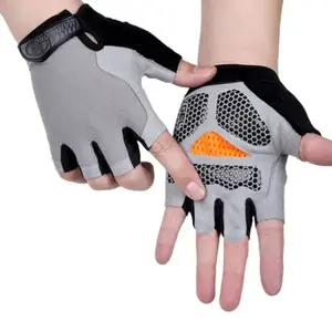 AUTREMENT Gants Cyclisme de Vélo Eté Demi Doigt Gant Réfléchissant Gel Bicyclette Gants Courts Homme et Femme pour VTT Randonnée Gris#M pas cher