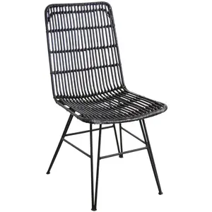AUBRY GASPARD Chaise en rotin et métal Maïa NoirVendu parcdiscount
