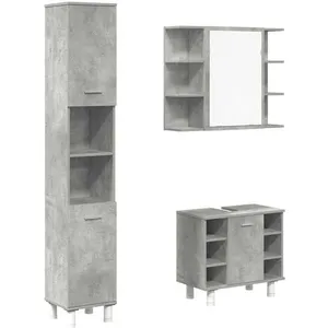 VIDAXL Bonne qualité - Mobilier Ensemble de meubles de salle de bain 3 pcs Salle de bain et WC - BONNIE - gris béton DECO M7701518 pas cher
