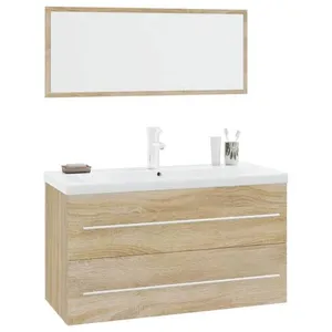 VIDAXL Bonne qualité - Mobilier Ensemble de meubles de salle de bain 3 pcs Salle de bain et WC - BONNIE - Chêne sonoma DECO M7567829 pas cher