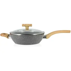 Sauteuse - MENASTYL - 24 cm - Cannelle - Avec couvercle en verre - Poi... pas cher