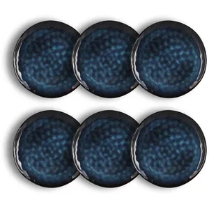 Lot 6 assiettes plates costa 28cm en gres bleu pas cher