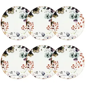 NOVASTYL Lot 6 assiettes plates aquarelle 27cm en porcelaine pas cher