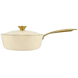 MENASTYL Sauteuse dahlia 24cm en aluminium recycle beige avec couvercle pas cher