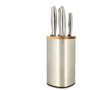 Menastyl Bloc de couteaux 5 pieces - 5041070 - En acier inoxydable - Bois pas cher