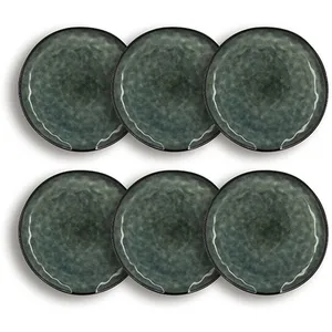 OGO LIVING - LOT 6 ASSIETTES PLATES GRENADA 27.5CM EN GRÈS VERT FONCÉVendu parcdiscount