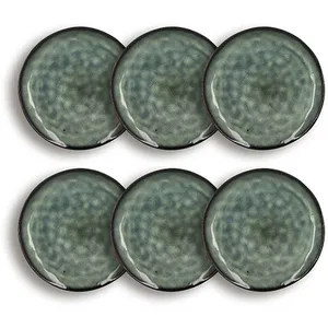 Lot 6 assiettes a dessert grenada 20.5cm en gres vert fonce pas cher