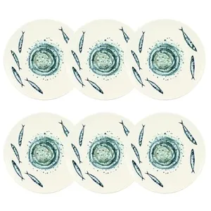 NOVASTYL Lot 6 assiettes plates sardine 27cm en faience pas cher