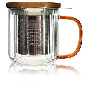 OGO Living - Theemok met zeef - Karl - borosilicaatglas - amberkleurig...