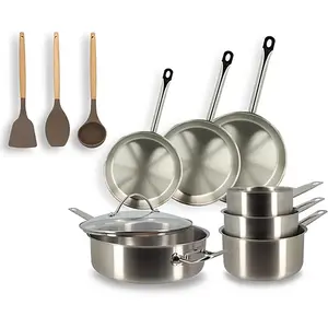 Batterie de cuisine 10 pièces - MENASTYL - PROFESSIONNEL - en acier inoxydable - Tous feux dont induction