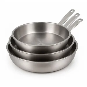 Lot de 3 poêles - MENASTYL - PROFESSIONNEL - en acier inoxydable - Tous feux dont induction pas cher