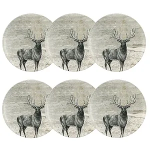 NOVASTYL Lot 6 assiettes plates lachat cerf 26cm en porcelaine pas cher
