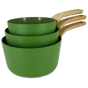 MENASTYL - SET 3 CASSEROLES OLIVE ALUMINIUM COMPATIBLE INDUCTION 16/18... pas cher