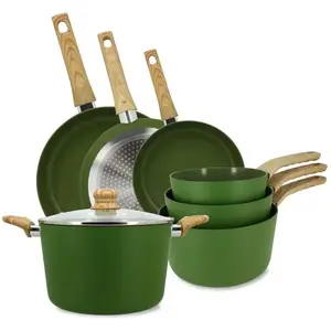 MENASTYL - SET 7 PIÈCES OLIVECASSEROLE POÊLE FAITOUTEN ALUMINIUM INDUC... pas cher