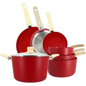 MENASTYL - SET 7 PIÈCES MAGENTACASSEROLE POÊLE FAITOUTEN ALUMINIUM IND... pas cher