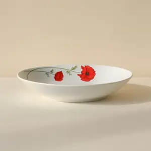Lot 6 assiettes creuses 20.5cm coquelicot en porcelaine pas cher