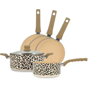 MENASTYL Lot de 5 pieces leopard en aluminium recycle marron pas cher