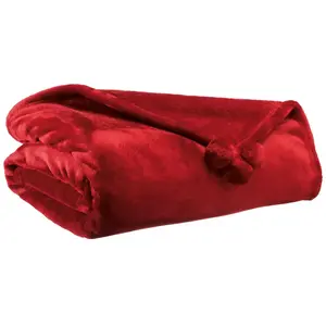 Plaid Tender Pompons En Polyester Rubis 130 X 170