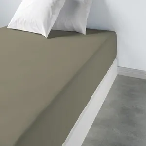 Drap housse uni coton bonnet 35 cm cèdre Les Ateliers du Linge pas cher