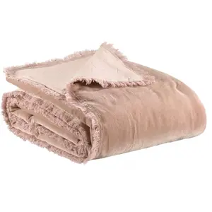 Vivaraise Plaid Uni En Coton Pink 135 X 200