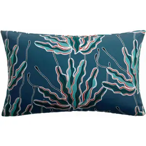Coussin imprimé Alga outdoor indigo 40 x 65 cm Vivaraise pas cher