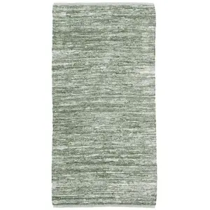 THE DECO FACTORY Skin - Tapis en Cuir tressé Vert Clair 60x120