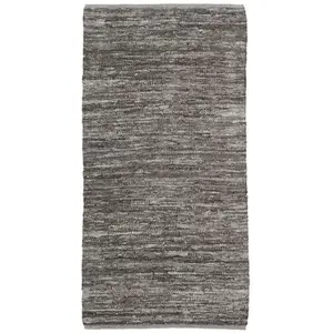 THE DECO FACTORY Skin - Tapis en Cuir tressé Taupe 60x120 pas cher