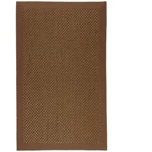 STRAW - Tapis tressé bordé d'une ganse en suédine pour intérieur et extérieur jardin et terrasse traité waterproof 160 x 230 Marron pas cher