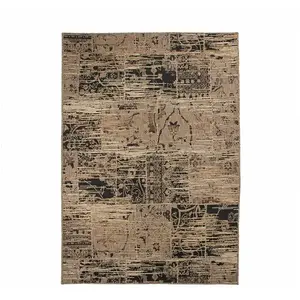 THEDECOFACTORY Tapis vintage look new molok 140x200 brun noir - Tapis vintage look new molok 140x200 brun noir - Beige pas cher