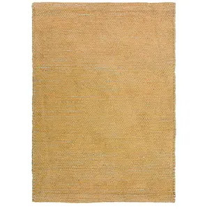 THEDECOFACTORY Rostyle - Tapis artisanal en jute et coton chenille ocre 160x230