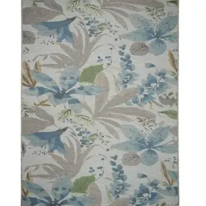 Tapis intérieur extérieur fleurs bleu multicolore 123x180 pas cher