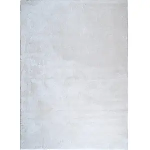 THEDECOFACTORY Tendrement - Tapis extra doux en polyester blanc 160x220 pas cher