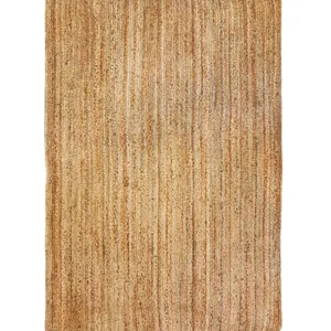THEDECOFACTORY Sunny jute - Tapis en jute tressé main, lignes naturel 160x230 pas cher